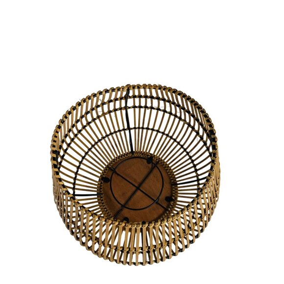 Boho Bamboo Candle Holder Lantern Glass Insert 16" Curved Rustic Home Decor Tabl - Picture 11 of 16